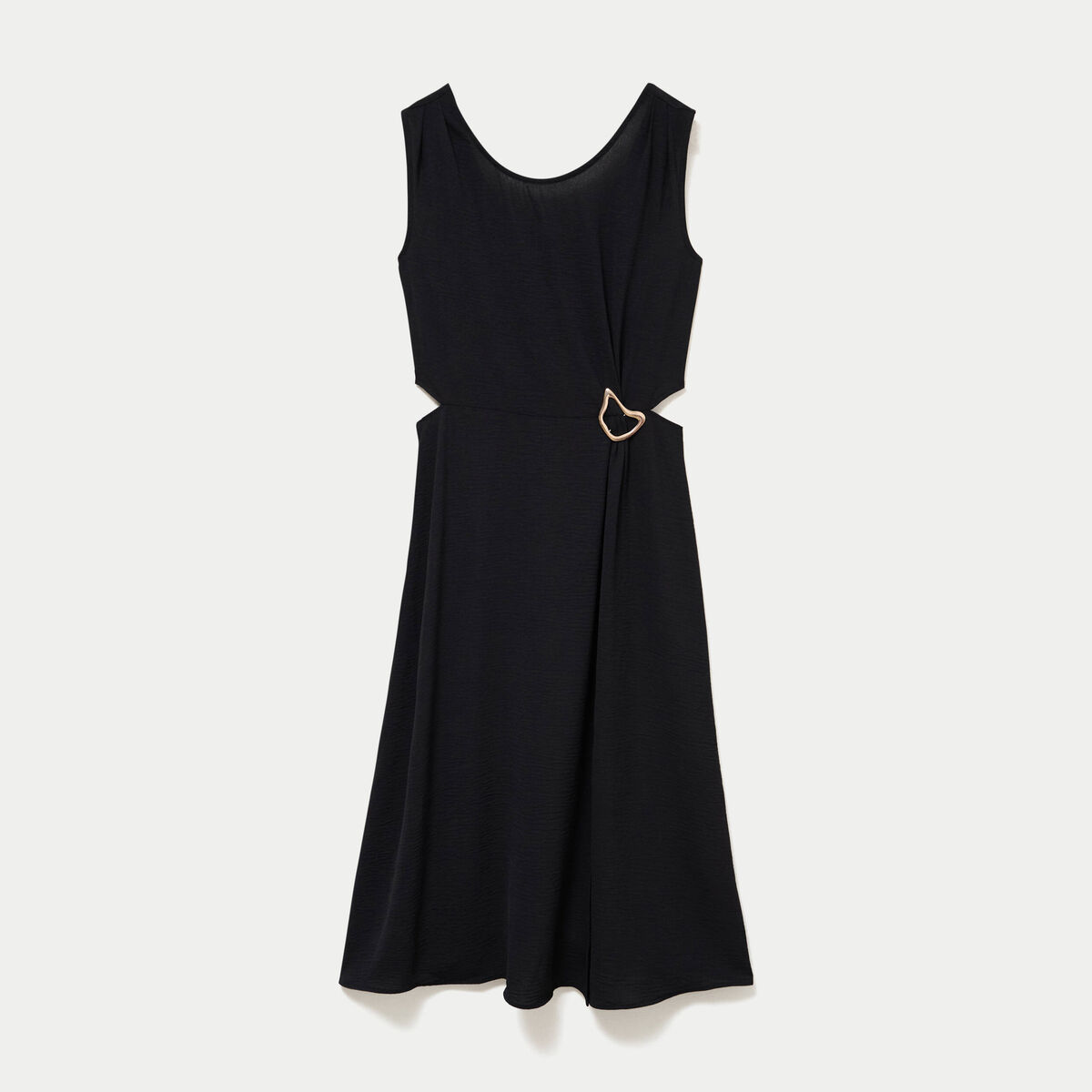 Robe &eacute;vas&eacute;e 3/4 sans manches col rond noir femme