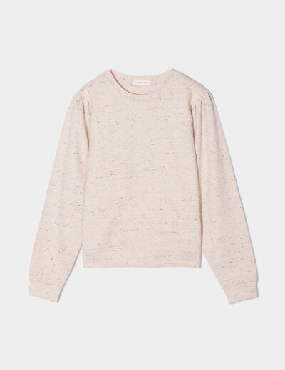 Sweat col rond manches longues ecru femme