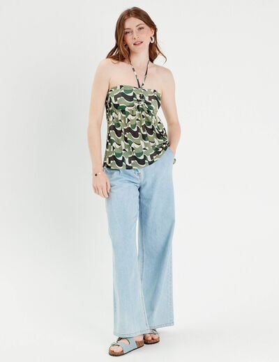 Bustier bretelles nouées vert femme
