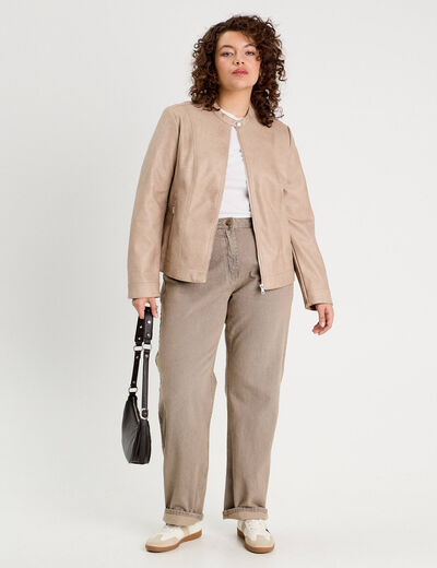 Veste droite zipp&eacute;e sable femme