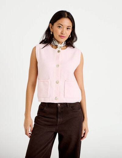 Gilet sans manches rose clair femme