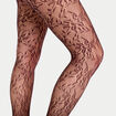 Collants aspect dentelle bordeaux femme