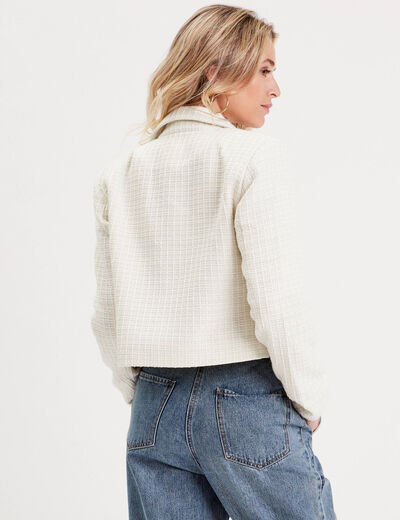 Veste droite boutonnée ecru femme