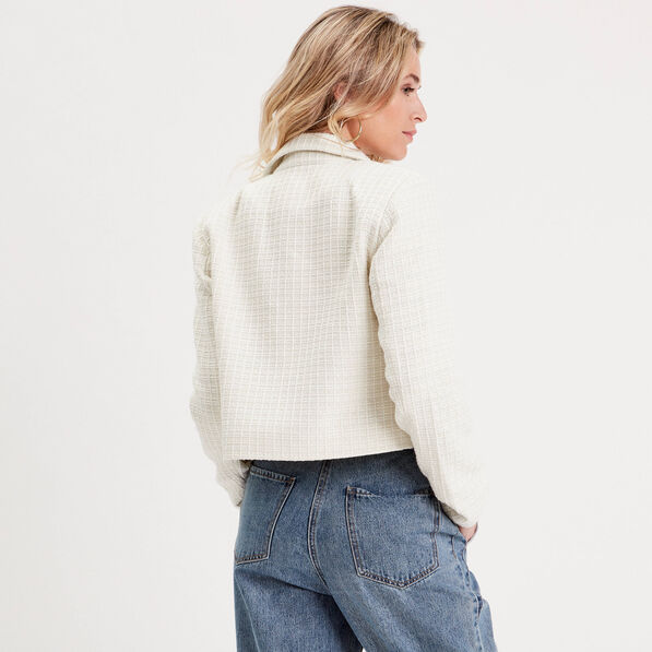 Veste droite boutonnée ecru femme