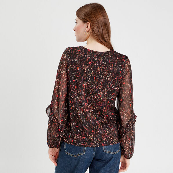 Blouse manches longues noir femme