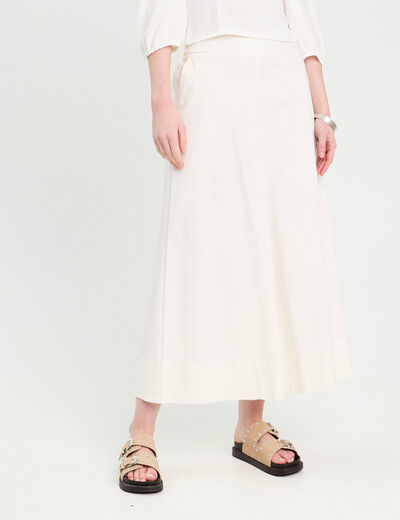 Pantalon jupe-culotte blanc femme