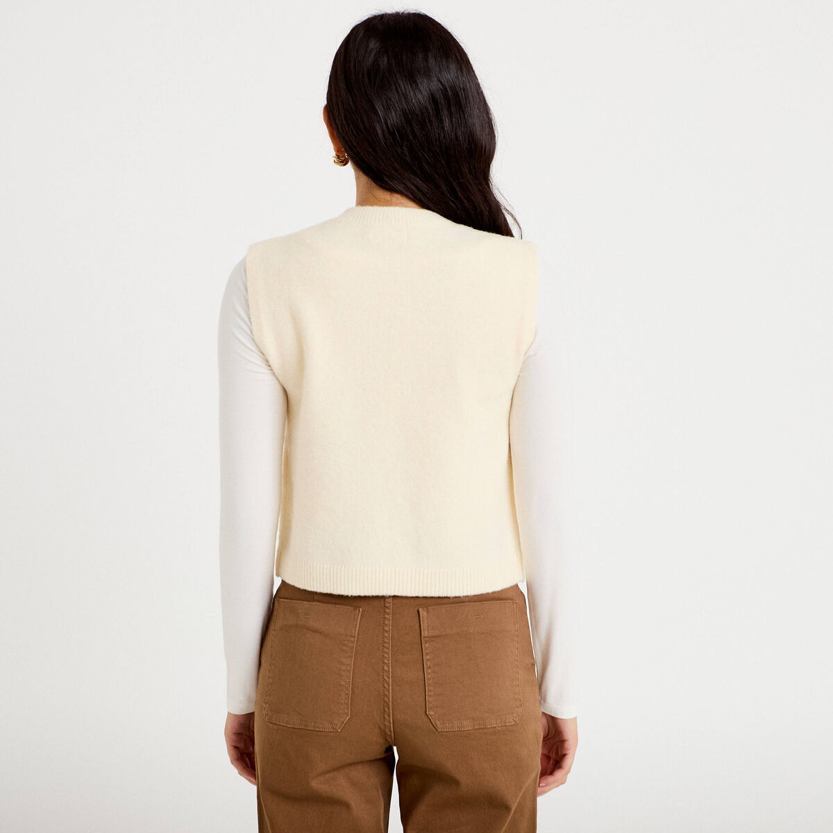 Gilet sans manches broderie sable femme