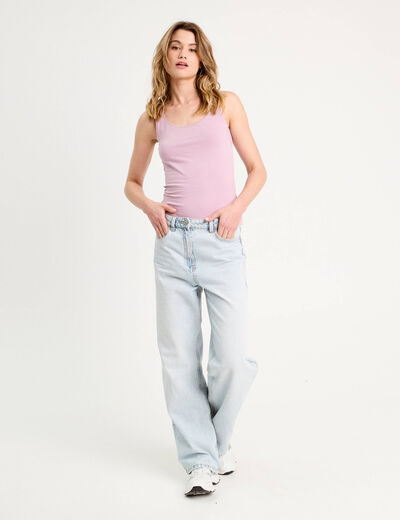Débardeur bretelles larges vieux rose femme