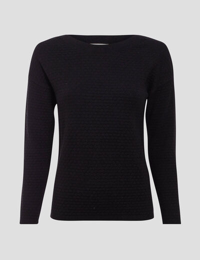 Pull col rond noir femme