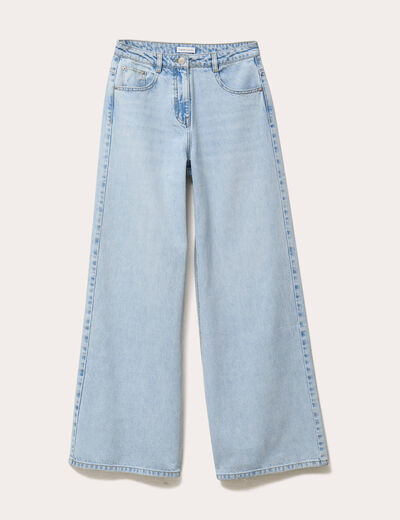 Jeans large denim bleach femme