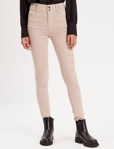 Pantalon skinny push up beige femme