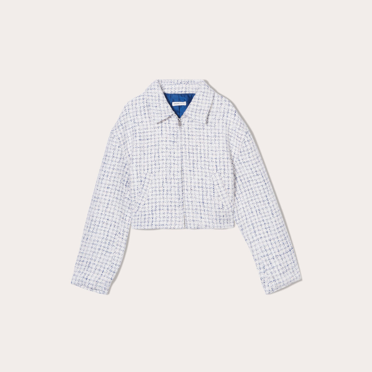 Veste courte oversize zippée blanc femme