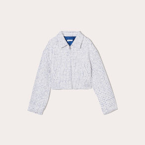 Veste courte oversize zippée blanc femme