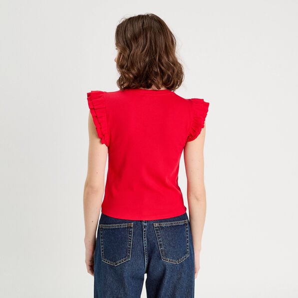 debardeur avec volants rouge femme Débardeur avec volants rouge femme