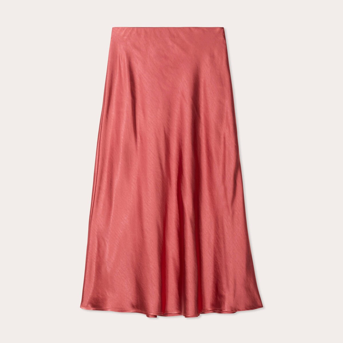 Jupe midi droite effet satin vieux rose femme