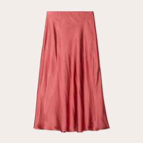 Jupe midi droite effet satin vieux rose femme