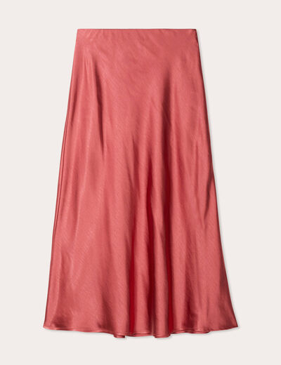 Jupe midi droite effet satin vieux rose femme