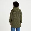 Parka r&eacute;versible effet polaire vert kaki femme