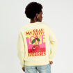 Sweat col rond manches longues jaune clair femme