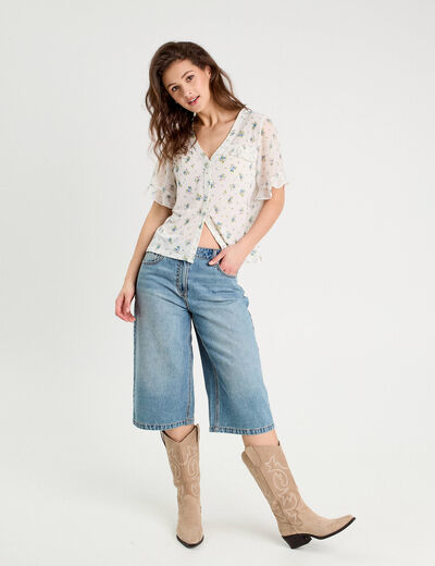 Chemise manches volants blanc femme