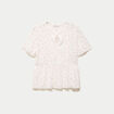 Blouse dentelle col rond manches courtes blanc femme