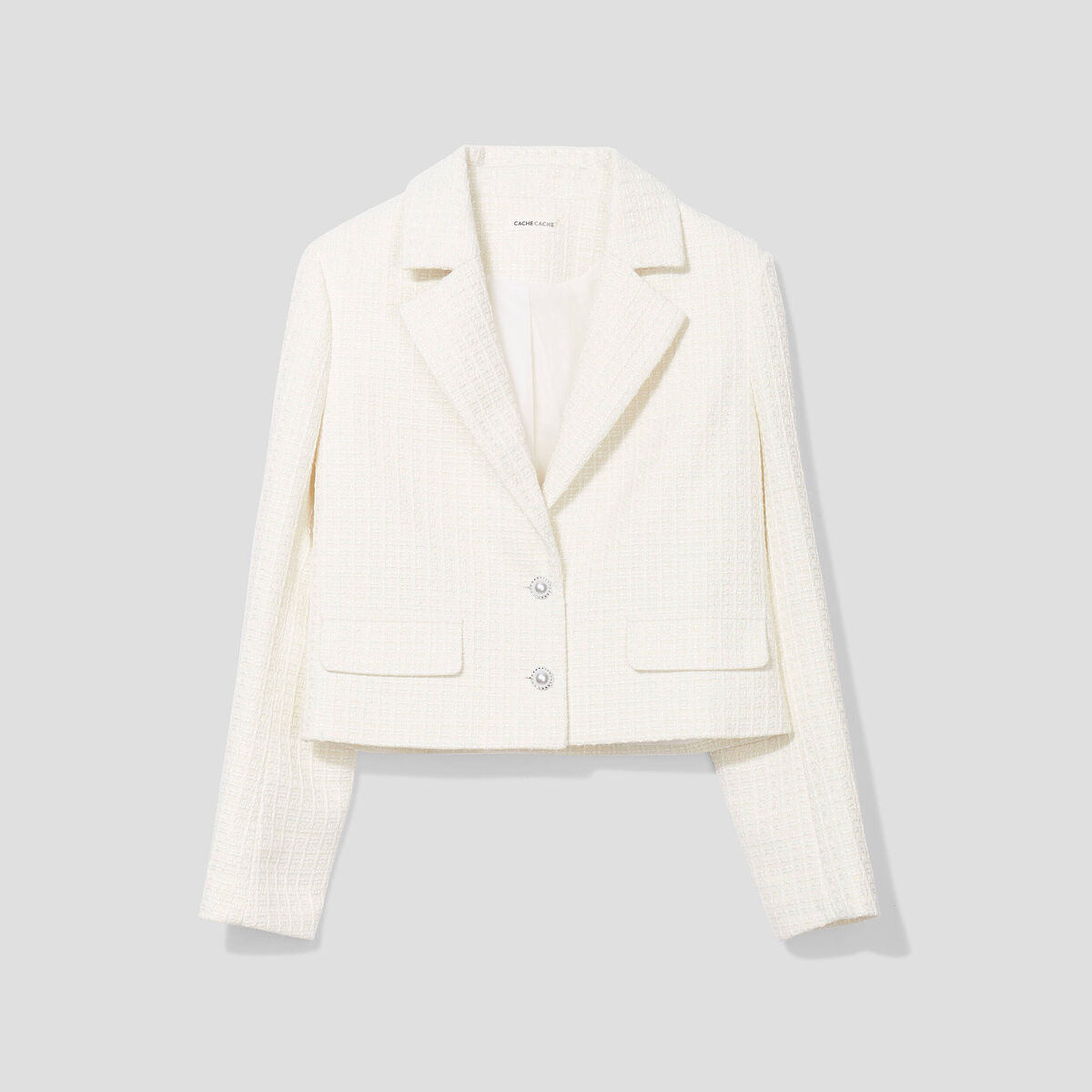 Veste droite boutonnée ecru femme