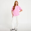 T-shirt droit col rond manches courtes rose corail femme