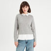 Pull col chemise bijoux gris clair femme