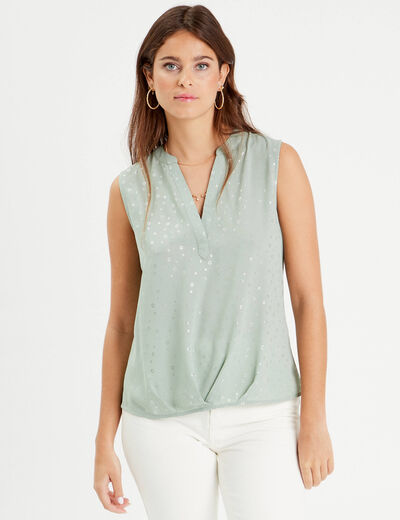 Blouse sans manches vert olive femme