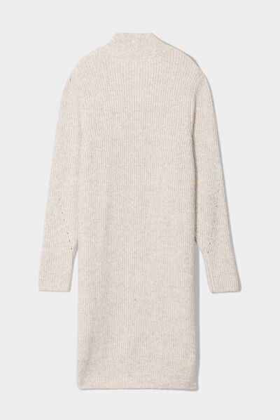 Robe pull moulante col montant sable femme