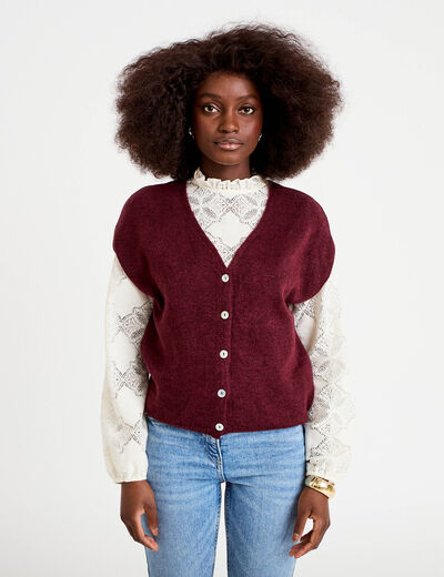 Gilet sans manches bordeaux femme