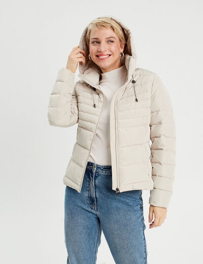 Doudoune ajustée à capuche blanc femme