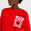 Pull ample col rond manches longues rouge femme