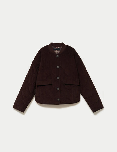 Veste ample manches longues en velours marron fonc&eacute; femme