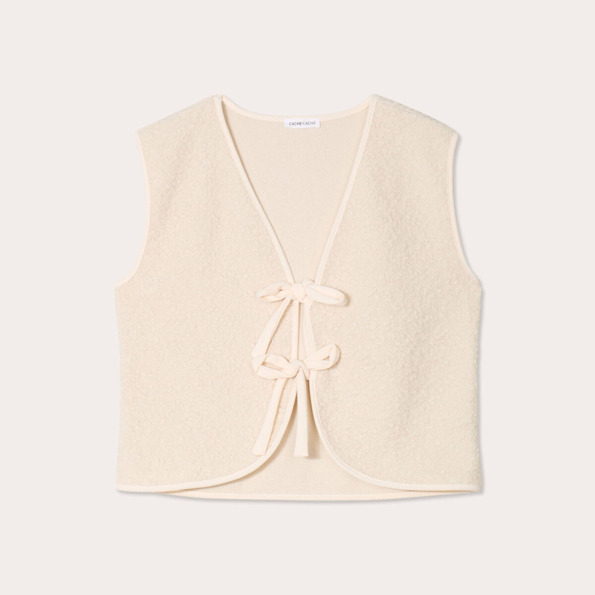 Gilet sans manches polaire ecru femme