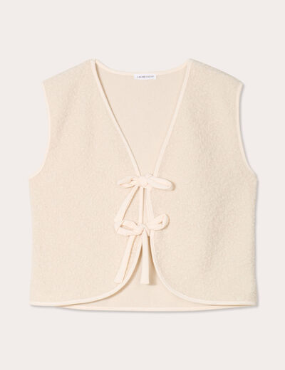 Gilet sans manches polaire ecru femme