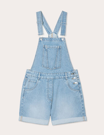 Salopette short en jean denim double stone femme