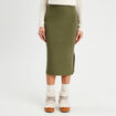 Jupe tricot midi droite vert kaki femme