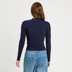 Pull col montant torsades bleu marine femme