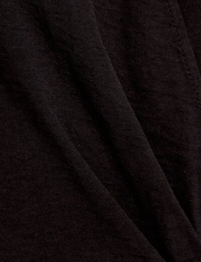 Robe droite 3/4 sans manches col v noir femme