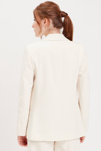 Veste blazer col châle ecru femme