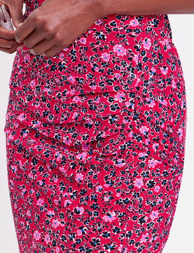 Jupe moulante drapée rouge femme