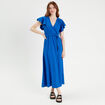 Robe longue portefeuille bleu electrique femme
