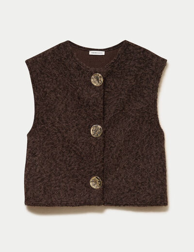 Gilet sans manches effet polaire marron fonc&eacute; femme