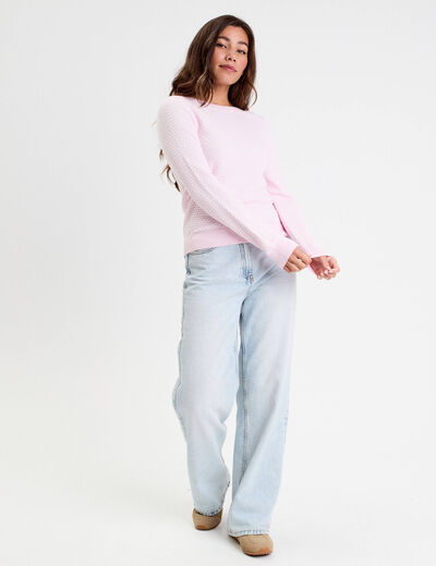 Pull col bateau rose clair femme