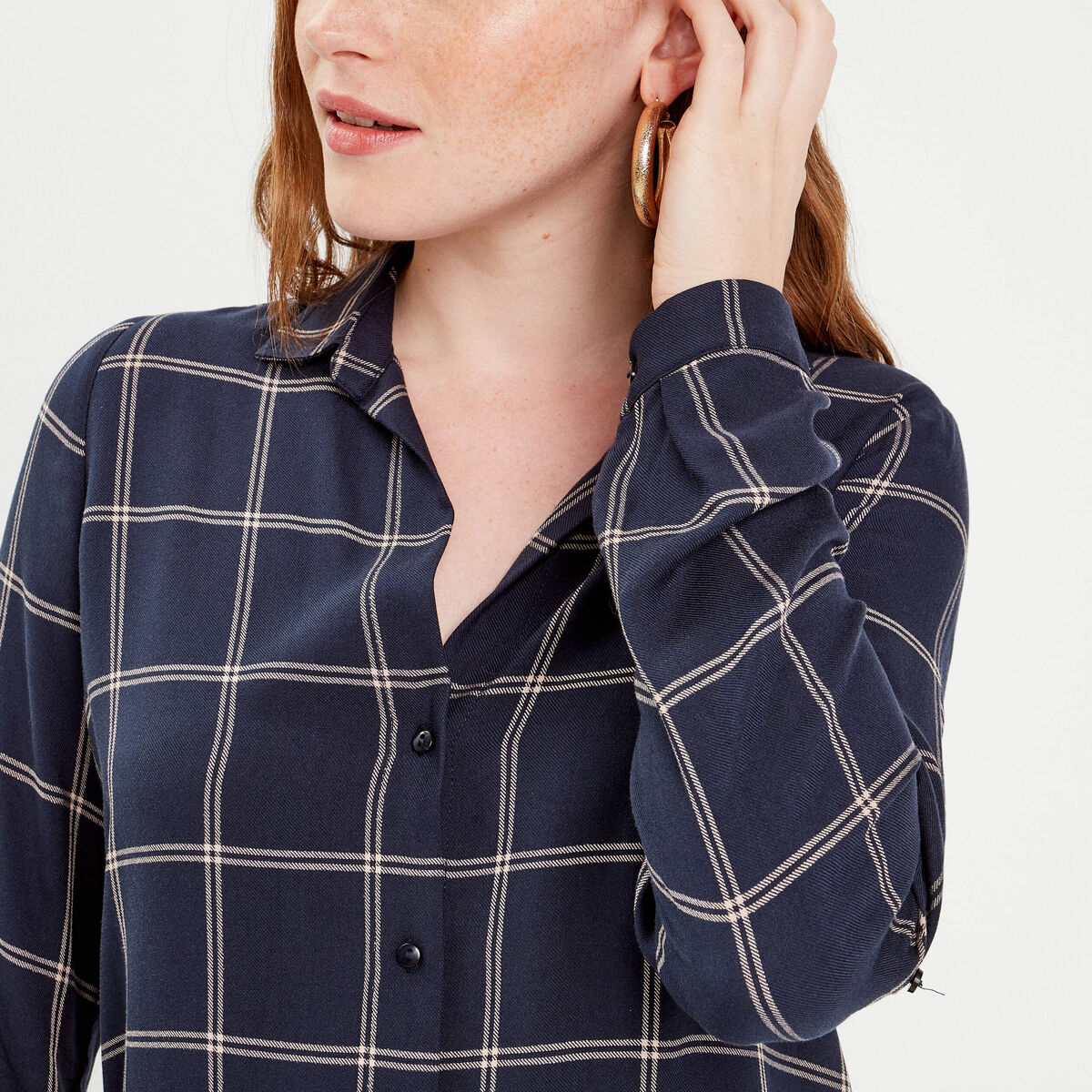 Chemise manches longues bleu foncé femme