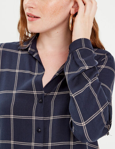 Chemise manches longues bleu foncé femme