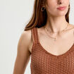 Débardeur effet crochet marron femme