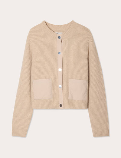 Gilet manches longues taupe femme