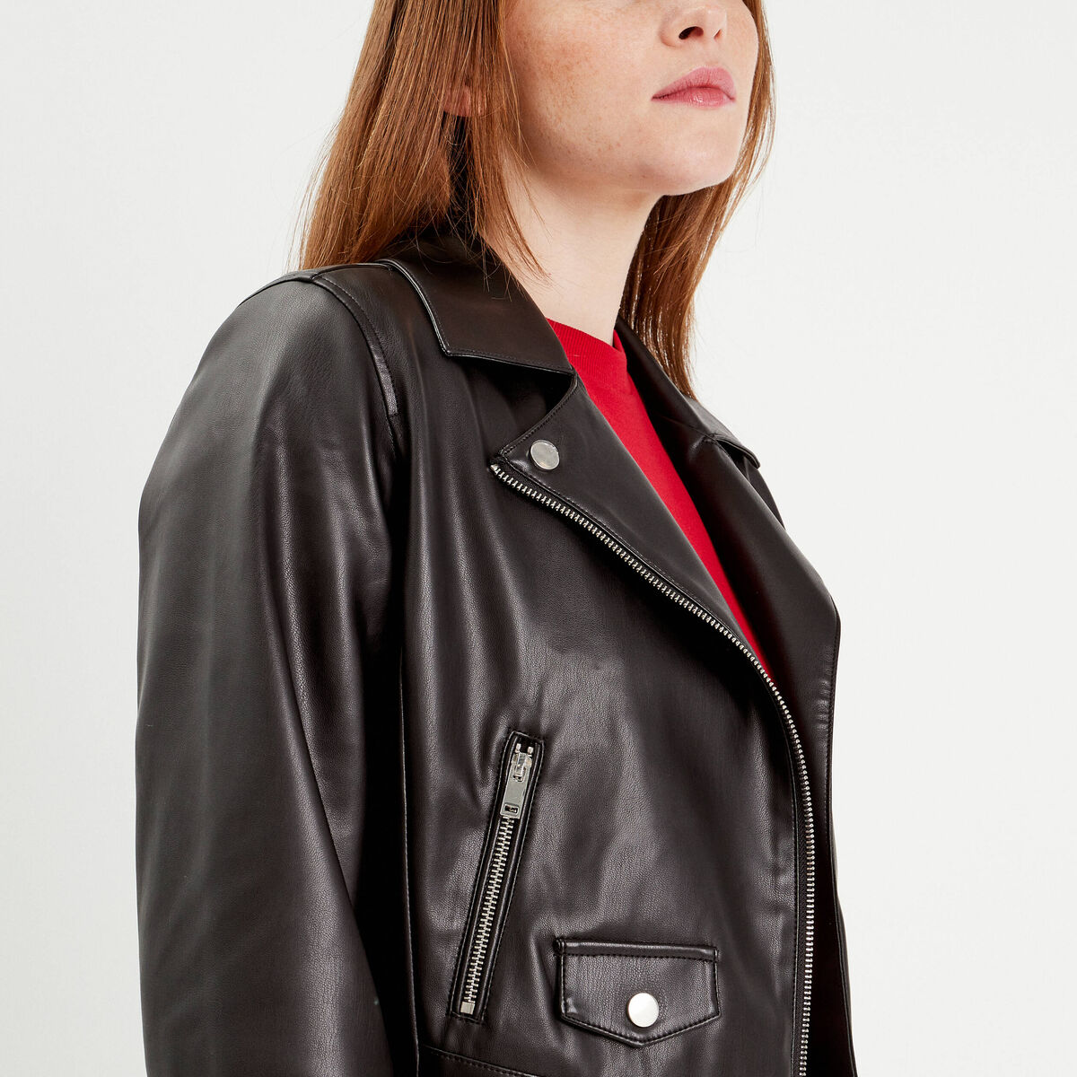 Veste biker simili cuir noir femme